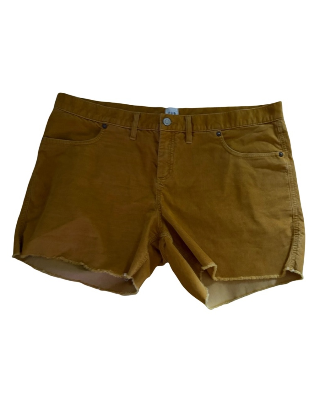 Gap Corduroy Raw Hem Cutoff Shorts Mustard Yellow Gold Boho Size 16